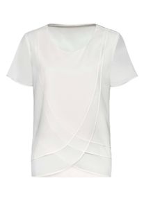 Schlupfbluse WITT "Georgette-Bluse Georgettebluse in Lagenverarbeitung", Damen, Gr. 52, wei&szlig; (ecru), Georgette, , Elegant, Rundhals, Blusen Schlupfbluse