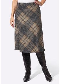 Schlupfrock WITT "Karo-Rock Karorock in Flanell-Optik", Damen, Gr. 48, grau (camel, schwarz, kariert), Jacquard, , Sportlich, R&ouml;cke Schlupfrock