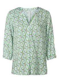 Schlupfbluse Heine "Druckbluse Schlupf-Bluse mit Seitenschlitzen", Damen, Gr. 36, bunt (ecru, mint, bedruckt), Web, Stoff, , Modisch, Rundhals, Blusen Schlupfbluse