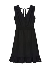 Sommerkleid sheego "Jersey-Kleid Jerseykleid in Wickeloptik", Damen, Gr. 52, N-Gr, schwarz, Modisch, V-Ausschnitt, Kleider Sommerkleid