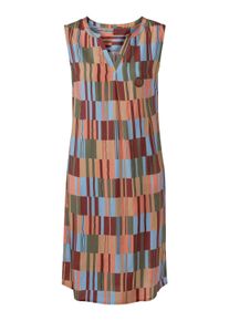 Sommerkleid WITT "Kleid Druckkleid aus reiner Viskose", Damen, Gr. 36, N-Gr, bunt (khaki, rotbraun, gemustert), Sportlich, Rundhals, Kleider Sommerkleid