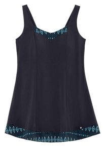 Tankini sheego "Badekleid Badekleid mit geometrischem Muster", Damen, Gr. 4, Cup D, schwarz (tiefblau, bedruckt), Modisch, Bikini-Sets Tankini