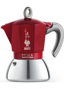Espressokocher Bialetti "Moka Induktion", rot (edelstahlfarben, rot), 0,15 l, 4, Kaffeemaschinen, Espressokocher, Induktionsgeeignet