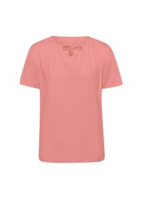 T-Shirt SIEH AN "Kurzarm-Shirt T-Shirt mit Raffungen", Damen, Gr. 48, rot (flamingo), Basic, Rundhals, Shirts T-Shirt