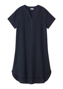 Sommerkleid sheego "Kleid Baumwollkleid mit V-Ausschnitt und Knopfleiste", Damen, Gr. 52, N-Gr, blau (tiefblau), Sportlich, Rundhals, Kleider Sommerkleid