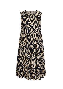Sommerkleid Heine "Druck-Kleid Webkleid mit Ethno-Print", Damen, Gr. 38, N-Gr, schwarz, champagner, gemustert, Modisch, Rundhals, Kleider Sommerkleid