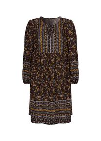 Tunikakleid WITT "Druck-Kleid Druckkleid mit Bord&uuml;ren-Dessin", Damen, Gr. 38, N-Gr, schwarz (schwarz, rotbraun, bedruckt), Modisch, Rundhals, Kleider Tunikakleid