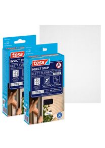 Fliegengitter-Gewebe Tesa "Klett Fliegengitter Premium f&uuml;r Fenster, Insektenschutz mit Klettband", schwarz (rahmen: schwarz gewebe: schwarz), B:100cm H:100cm, Insektenschutzgitter, Fliegengitter-Gewebe, selbstklebende Insektenschutz 100 x 100cm