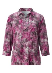 Poloshirt WITT "Poloshirt Poloshirt im Bl&uuml;ten-Dessin", Damen, Gr. 52, malve, hellgrau, bedruckt, Basic, Shirts Poloshirt