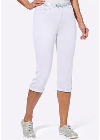 5-Pocket-Jeans WITT "Capri-Jeans Caprijeans inklusive G&uuml;rtel", Damen, Gr. 4, Normalgr&ouml;&szlig;en, wei&szlig;, Denim/Jeans;Twill, , Sportlich, gerade, Jeans 5-Pocket-Jeans