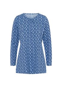 Longshirt SIEH AN "Longshirt Longshirt mit Herzchen-Print", Damen, Gr. 38, blau (eisblau, royalblau, bedruckt), Basic, Rundhals, Shirts Longshirt