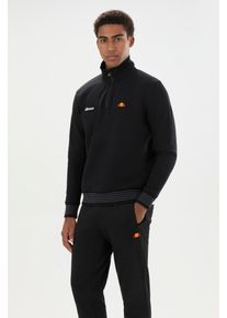Sweatshirt Ellesse "VERAZO 1/4 ZIP TOP", Herren, Gr. L, schwarz, angeraute Sweatware, Obermaterial: 85% Baumwolle, 15% Polyester, normal, hoch geschlossener Ausschnitt, angesetztes B&uuml;ndchen, Sweatshirts Sweatshirt, mit 1/4-Zip-Ausf&uuml;hrung, aus angerauter Sweatware