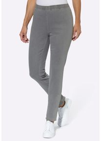 Bequeme Jeans SIEH AN "Jeans Schlupfjeans schmal geschnitten", Damen, Gr. 21, Kurzgr&ouml;&szlig;en, grau (grau denim), Basic, Jeans Bequeme Jeans