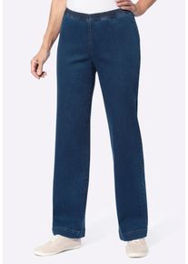 Schlupfjeans SIEH AN "Jeans Schlupfjeans mit weitem Bein", Damen, Gr. 52, Normalgr&ouml;&szlig;en, blau (dunkelblau), Denim/Jeans, , Basic, weit, Jeans Schlupfjeans