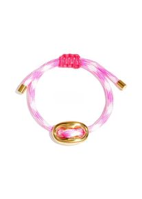 Adelia&acute;s Freundschaftsarmband ADELIA&acute;S "Armband Freundschaftsarmband geflochten mit ovalem Knopfdetail", pink (hellrosa), Armb&auml;nder, Damen, Einheitsgr&ouml;&szlig;e, Edelstahl, Freundschaftsarmband, Trendiger Modeschmuck mit geflochtenem Band und ovalem Detail