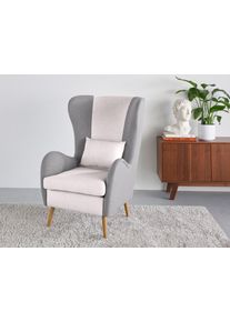 Sessel OTTO HOME "Salla Bezug Boucl&eacute; oder Struktur fein, Ohrensessel", beige (creme, grau), B:78cm H:118cm T:94cm, 100% Polyester, Sessel, Sessel, wahlweise mit oder ohne Hocker; gro&szlig;er Sessel: Ma&szlig;e B/T/H: 78/94/118cm