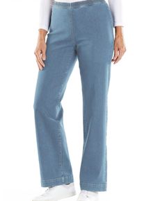 Schlupfjeans SIEH AN "Jeans Schlupfjeans mit weitem Bein", Damen, Gr. 46, Normalgr&ouml;&szlig;en, blau (blau, bleached), Denim/Jeans, , Basic, weit, Jeans Schlupfjeans