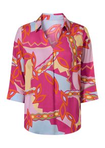 Schlupfbluse SIEH AN "Schlupfbluse Schlupfbluse mit 3/4-&Auml;rmel", Damen, Gr. 54, bunt (fuchsia, zitrone, bedruckt), Web, Stoff, , Modisch, V-Ausschnitt, Blusen Schlupfbluse