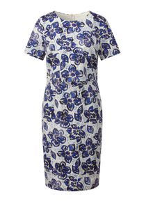 Jerseykleid WITT "Webkleid Druckkleid in 2-in-1-Optik", Damen, Gr. 46, Normalgr&ouml;&szlig;en, blau (royalblau, marine, bedruckt), Elegant, Rundhals, Kleider Jerseykleid