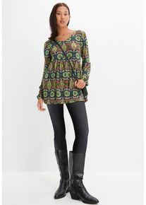 T-Shirt WITT "Shirt Longshirt", Damen, Gr. 4, bunt (apfel, aquapetrol, bedruckt), Modisch, V-Ausschnitt, Shirts T-Shirt
