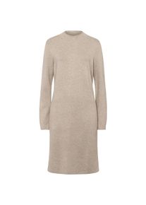 Strickkleid Heine "Strickkleid Strickkleid mit Seitenschlitzen", Damen, Gr. 46, N-Gr, beige (sesam, meliert), Modisch, Rundhals, Kleider Strickkleid