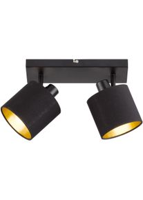 REALITY LEUCHTEN Deckenstrahler "Tommy", schwarz (schwarz matt), 2, H: 19cm, 1 Stk., Leuchten, 2-flammig (E14) in schwarz-gold Optik, Spots einzeln schwenkbar, Deckenstrahler