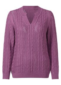 Longpullover WITT "Pullover Pullover", Damen, Gr. 38, lila (violett), Modisch, V-Ausschnitt, Pullover Longpullover