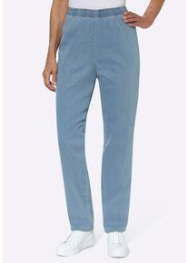 Bequeme Jeans SIEH AN "Jeans Schlupfjeans in Stretch-Qualit&auml;t", Damen, Gr. 19, Kurzgr&ouml;&szlig;en, blau (blau, bleached), Basic, Jeans Bequeme Jeans