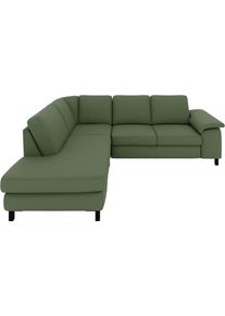 Ecksofa Musterring "MR365", gr&uuml;n (oliv), B:247cm H:84cm T:219cm, 95% Polyester, 5% Nylon, Sofas, Ecksofa, Mit gerundeter 29 cm Armlehne, wahlweise in 3 Materialien,247 x 219 cm