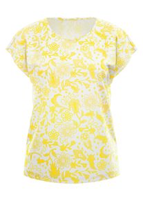 T-Shirt SIEH AN "Kurzarm-Shirt Kurzarmshirt im Paisley-Bl&uuml;ten-Mix", Damen, Gr. 5, limone, zitrone, bedruckt, Modisch, Rundhals, Shirts T-Shirt