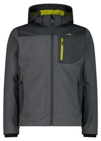 Funktionsjacke CMP "Softshelljacke", Herren, Gr. 56, grau (grau, lime), Obermaterial: 100% Polyester PES., Jacken Funktionsjacke
