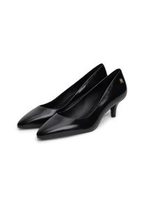 Pumps Tommy Hilfiger "KITTEN HEEL COURT LEATHER SHOE", Damen, Gr. 37, Leder, schwarz, Schuhe Pumps, Stilettoabsatz, Abendschuh in spitzer Form