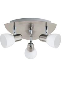 Eglo Deckenleuchte "Enea Deckenlampe, Deckenstrahler aus Metall und Glas, E14, Lampe", silber (silberfarben), 3, &Oslash; 26,5cm, 1 Stk., Leuchten, Spot - &Oslash;26,5 cm - nickel-matt - 3X40W exkl., Deckenleuchte
