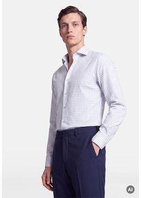 Flanellhemd Seidensticker "Schwarze Rose", Herren, Gr. L (42), normale &Auml;rmell&auml;ngen, wei&szlig; (blau), 100% Baumwolle, kariert, regular fit, 2-Knopf-Manschette, Hemden Flanellhemd, Regular 1/1 Kentkragen Karo