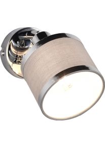 Trio LEUCHTEN Deckenstrahler "AROSA, Spot, Metall chrom Stoff grau, exkl. E14 max 28W", beige (chrom, grau), 1, H: 15,5cm, 1 Stk., Leuchten, Deckenspot, Stange mit drehbaren kippbaren schwenkbaren Spots &Oslash;10cm, Deckenstrahler