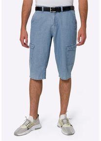 Bermudas SIEH AN "Longbermudas Jeansbermudas mit 6 Taschen", Herren, Gr. 62, N-Gr, blau (blau, bleached), Denim/Jeans, , Basic, gerade, Hosen Bermudas