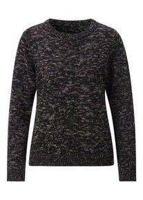 Strickpullover SIEH AN "Rundhals-Pullover Rundhalspullover aus Multicolorgarn", Damen, Gr. 48, bunt (schwarz, fuchsia, gemustert), Strick, , Basic, Rundhals, Pullover Strickpullover