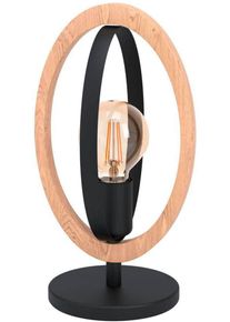 Eglo Tischleuchte "BASILDON Tischlampe, Stahl und Holz, E27, IP20, Nachttischlampe, Lampe", schwarz, 1, H: 34,5cm, 1 Stk., Leuchten, Tischleuchte, L19 x B16 x H34,50, schwarz, braun, 1X40W exkl., Tischleuchte