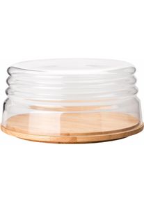 K&auml;seglocke CONTINENTA, braun (natur, transparent), H:13cm &Oslash;:26,5cm, Glas, Holz, Servierglocken, K&auml;seglocke, mit Holzteller