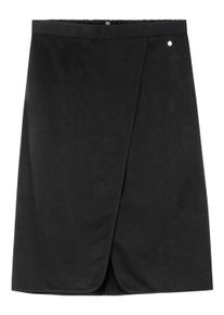 Jerseyrock sheego "Rock Satinrock in Wickeloptik", Damen, Gr. 48, schwarz, Satin, , Elegant, R&ouml;cke Jerseyrock