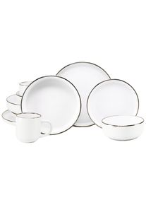 Kombiservice Creatable "Nordic Festive, Service 10-tlg.", wei&szlig;, 10, Steinzeug, Geschirr-Sets, Kombiservice, Minimalistisches Design, Dezente goldene Akzente