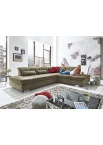 Ecksofa DIE PLANBAR "MP-IN17004 L-Form, Breite 323 cm, mit Kaltschaum-Polsterung", braun (olive), B:323cm H:84cm T:260cm, 100% Polyester, Sofas, Ecksofa, inkl. Sitztiefenverstellung, wahlweise weitere Funktionen