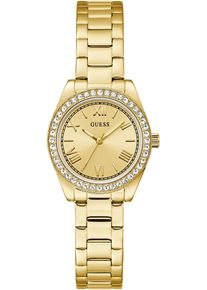 Quarzuhr Guess "MINI LUNA", gold (goldfarben, champagnerfarben), Armbanduhren, Damen, goldfarben, Quarzuhr, Armbanduhr, Damenuhr, Edelstahlarmband, analog, Kristallsteine