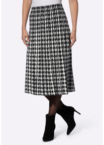 Schlupfrock Heine "Strickrock Strickrock mit Hahnentritt-Muster", Damen, Gr. 40, schwarz-wei&szlig; (schwarz, ecru, gemustert), Jacquard, , Elegant, R&ouml;cke Schlupfrock