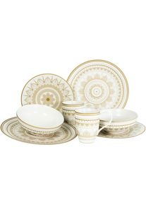 Kombiservice Creatable "Mandala Gold", gold (wei&szlig;, goldfarben), 8 Stk., Steinzeug, Geschirr-Sets, Kombiservice, Service, goldene orientalische Motive, 8 Teile, f&uuml;r 2 Personen