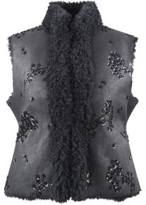 Pl&uuml;schweste Sportalm KITZB&Uuml;HEL, Damen, Gr. 34, schwarz (schwarz (59)), Web, Obermaterial: 100% Polyurethan, unifarben, regular fit taillenbedeckt, Rundhals, Westen Pl&uuml;schweste, Regular fit mit Stehkragen