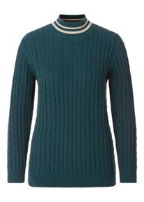 Longpullover SIEH AN "Stehkragen-Pullover Stehkragenpullover", Damen, Gr. 50, gr&uuml;n (petrol, sand), Strick, , Sportlich, Pullover Longpullover