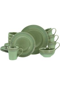 Kombiservice Creatable "Celadon, Service 16-tlg.", gr&uuml;n, 16, Steinzeug, Geschirr-Sets, Kombiservice, Elegantes Stabrelief, Farbverlauf