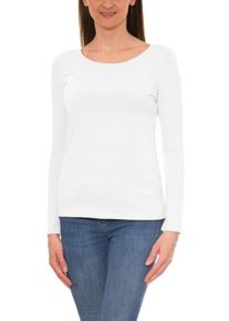 Langarmshirt ALKATO "Damenshirt Alkato Damen Langarm Shirt mit O-Ausschnitt", Damen, Gr. S, wei&szlig;, Shirts Langarmshirt