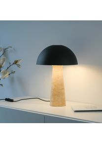 JUST LIGHT Tischleuchte "SOPPER", schwarz, 1, &Oslash; 25cm H: 36,5cm, 1 Stk., Leuchten, exkl. Leuchtmittel, Schnurschalter,Sockel Travertinoptik,Metall-Schirm, Tischleuchte